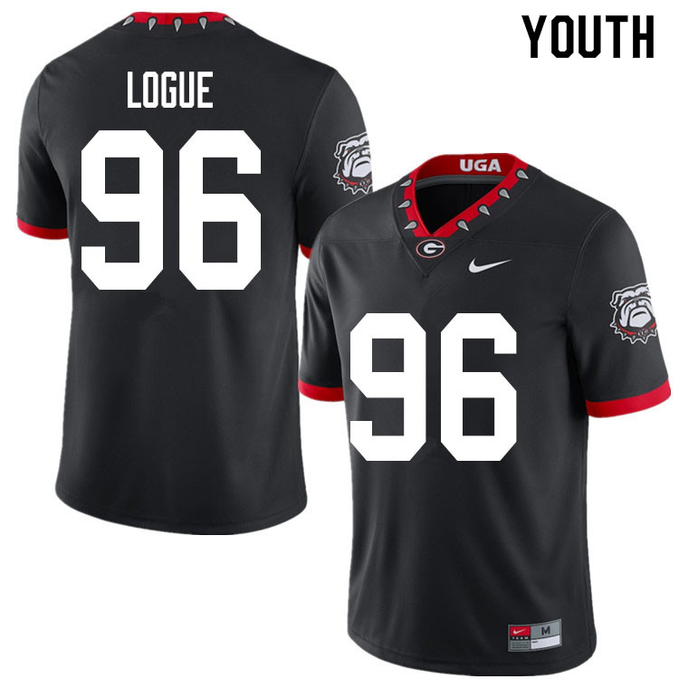 Georgia Bulldogs Youth Zion Logue #96 Black 2020 Mascot 100th Anniversary Stitched College UGA Football Jersey 23CC017VT